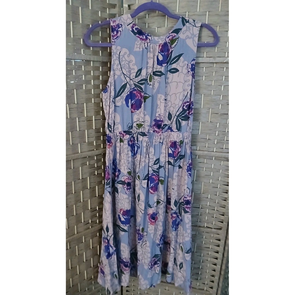 Boden Sleeveless Pink And Purple Floral Pleated Tie Back Maxi Dress Sz 6